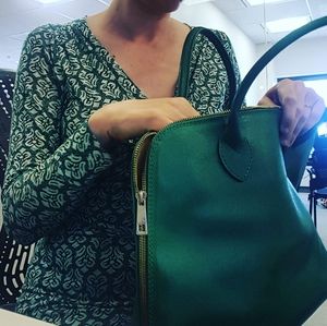 Feminine wrap dress in deep green